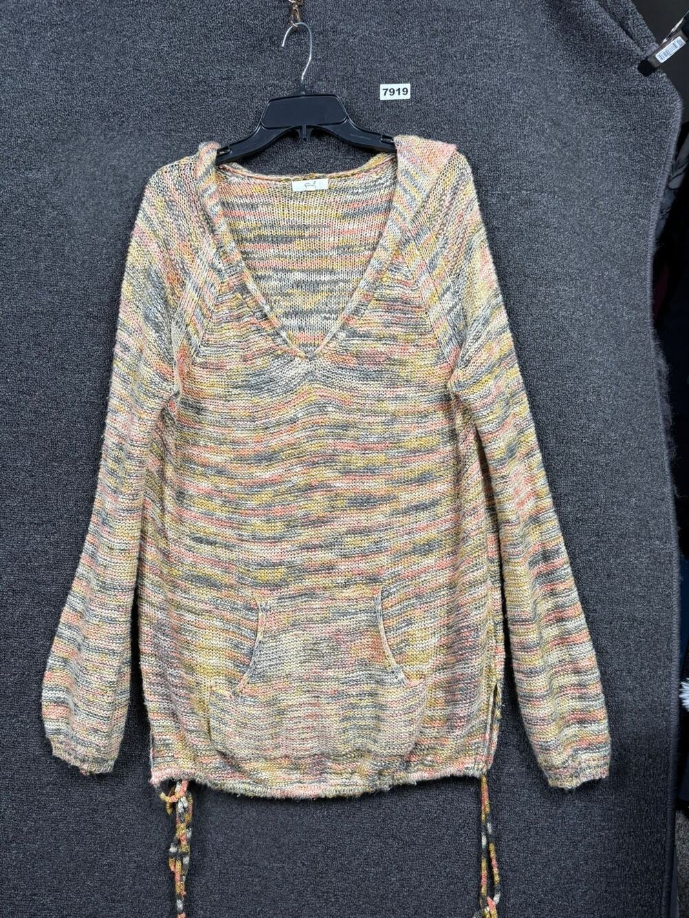 Easel Loose Fit Long Sleeve Hooded Sweater Womens Size L Multicolor